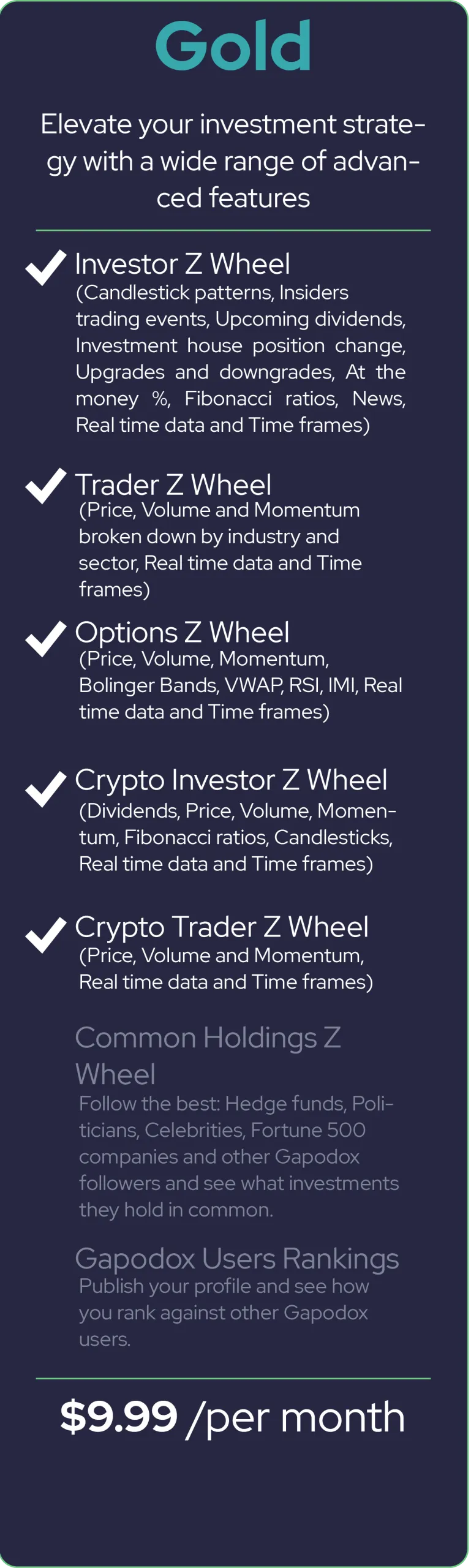Gold plan pricing