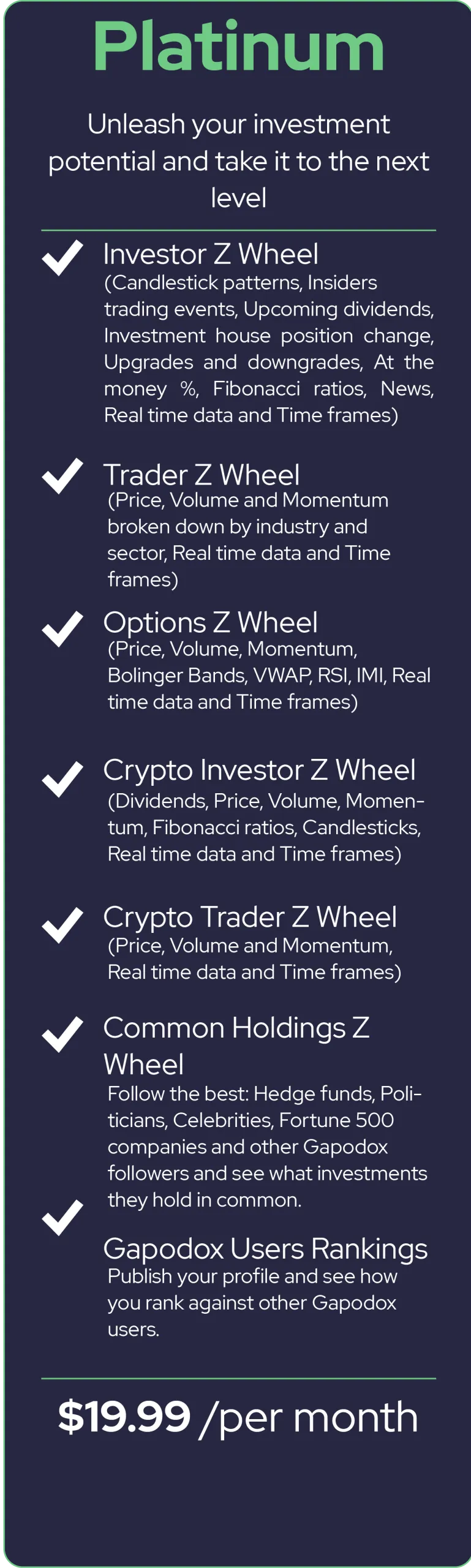 Platinum plan pricing